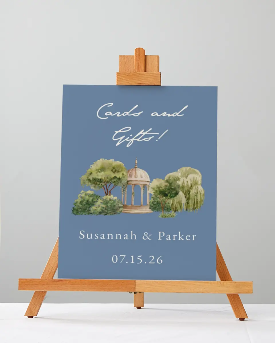 This is a 5" x 7" Cards & Gifts Sign called Rosewood printed in full color