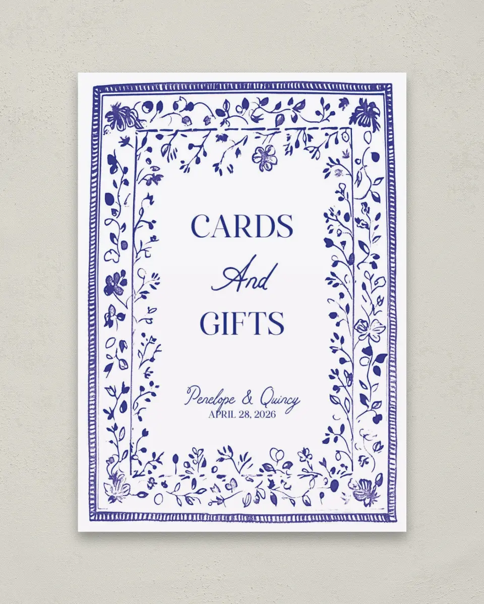 This is a 5" x 7" Cards & Gifts Sign called Storybook Garden printed in full color
