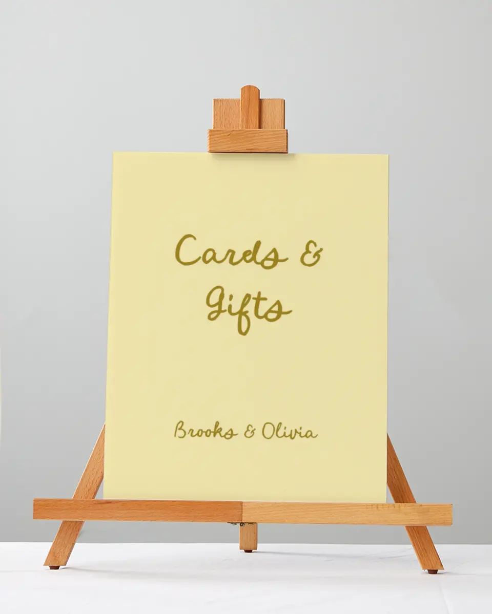 This is a 5" x 7" Cards & Gifts Sign called Scalloped Elegance printed in full color