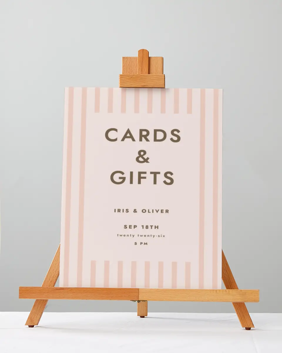 This is a 5" x 7" Cards & Gifts Sign called Serendipity & Stripes printed in full color