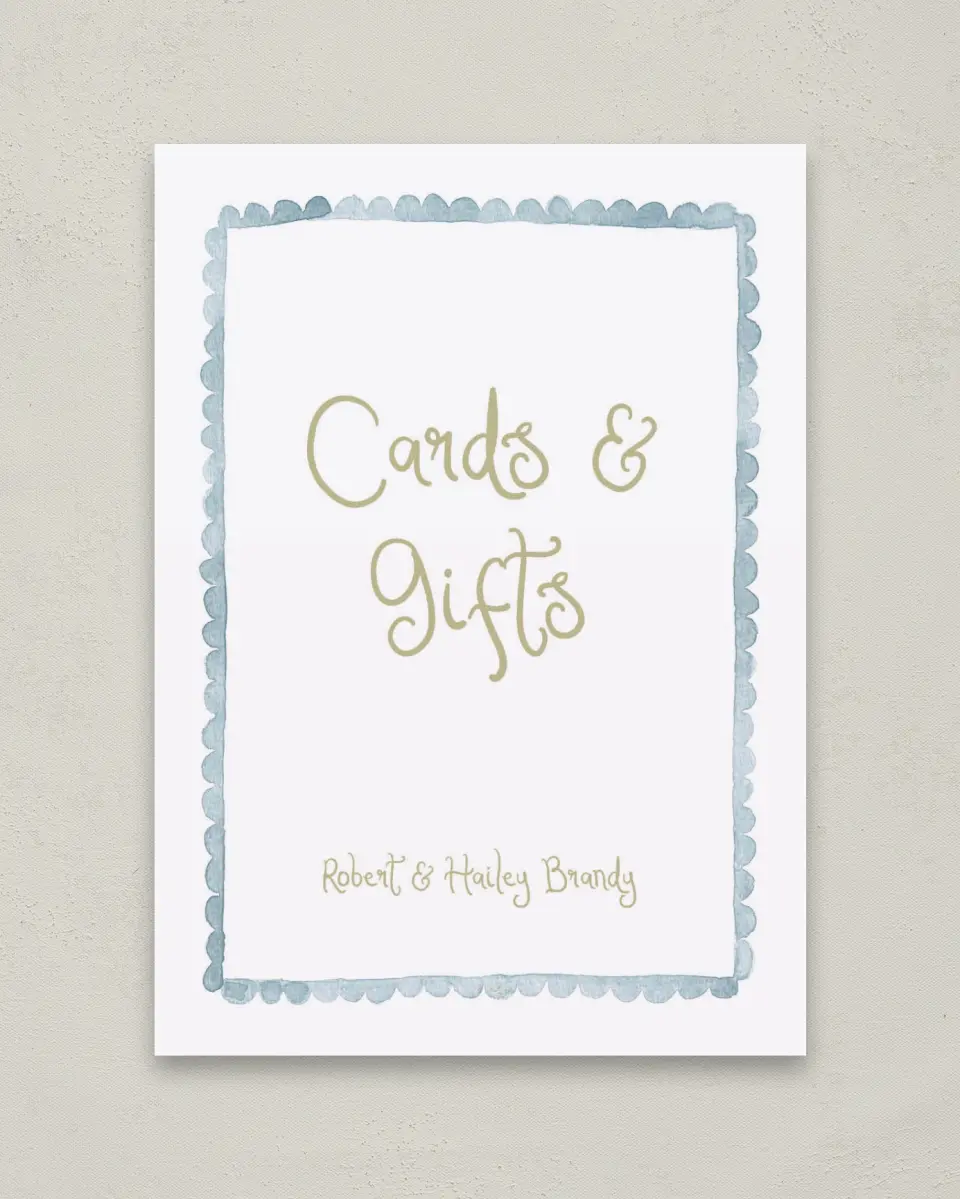 This is a 5" x 7" Cards & Gifts Sign called Soft Meadows printed in full color