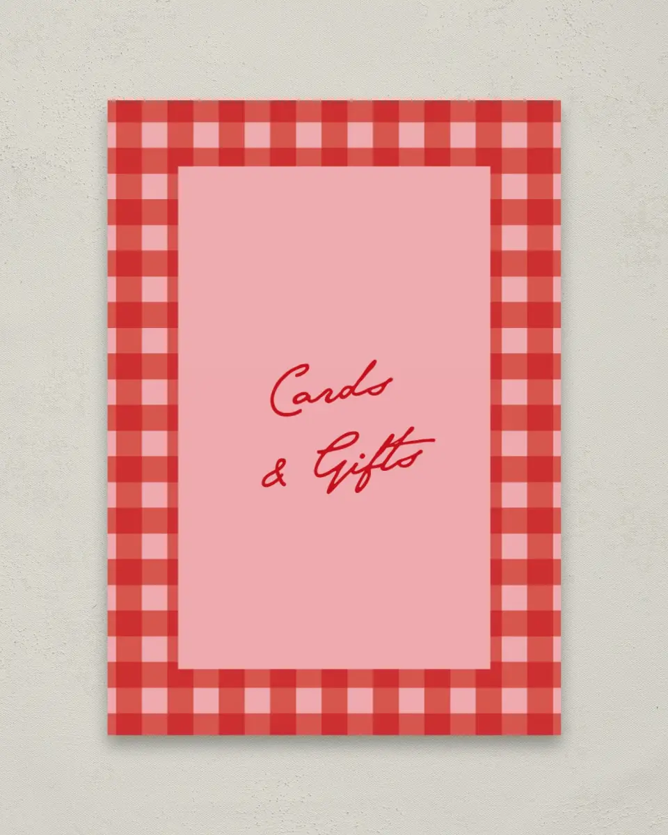 This is a 5" x 7" Cards & Gifts Sign called With All Our Love printed in full color