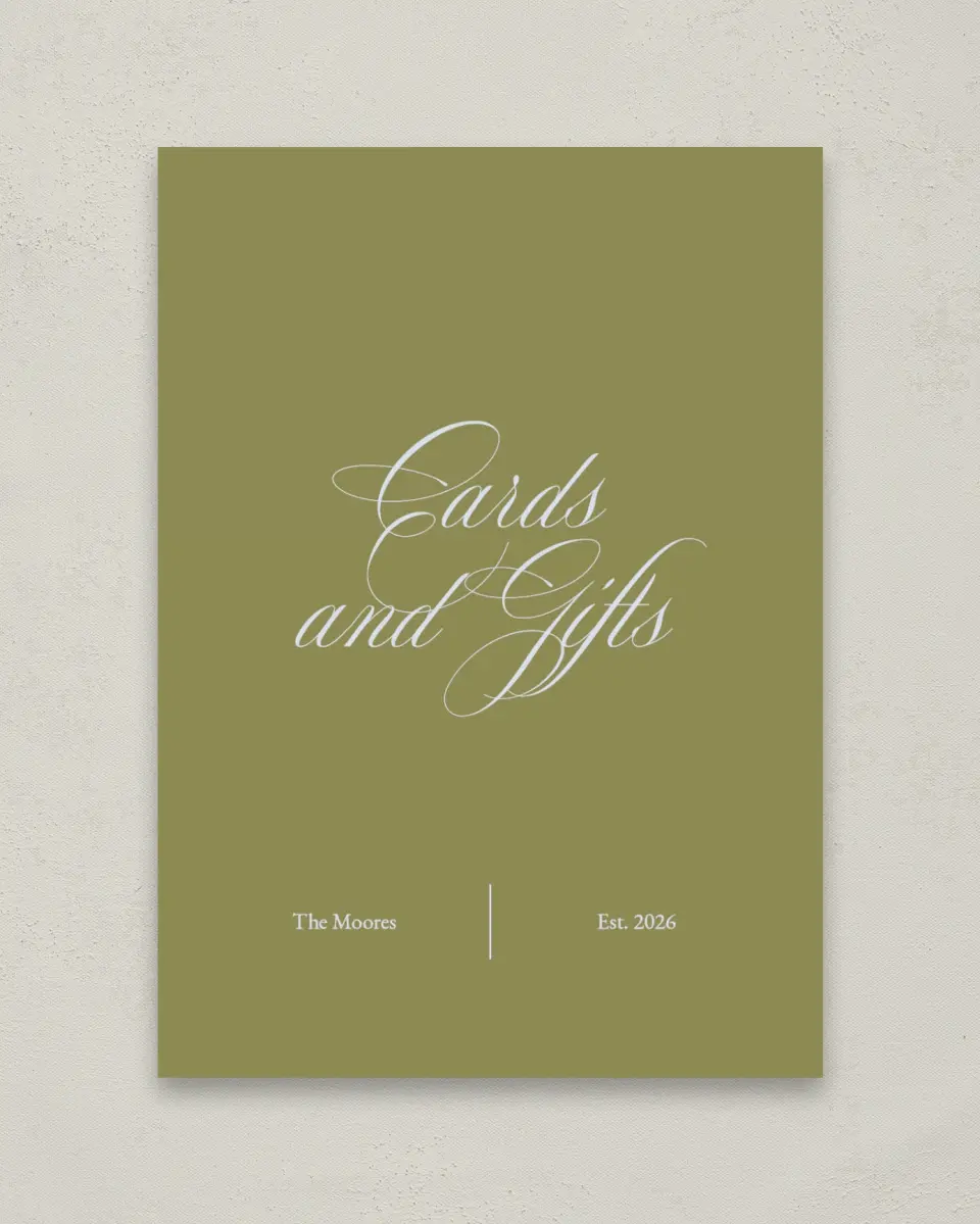 This is a 5" x 7" Cards & Gifts Sign called Signature Vows printed in full color