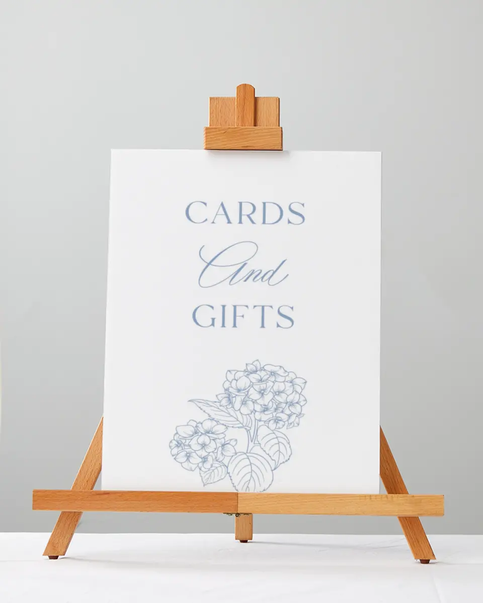 This is a 5" x 7" Cards & Gifts Sign called Woven Serenity printed in full color with Silver foil
