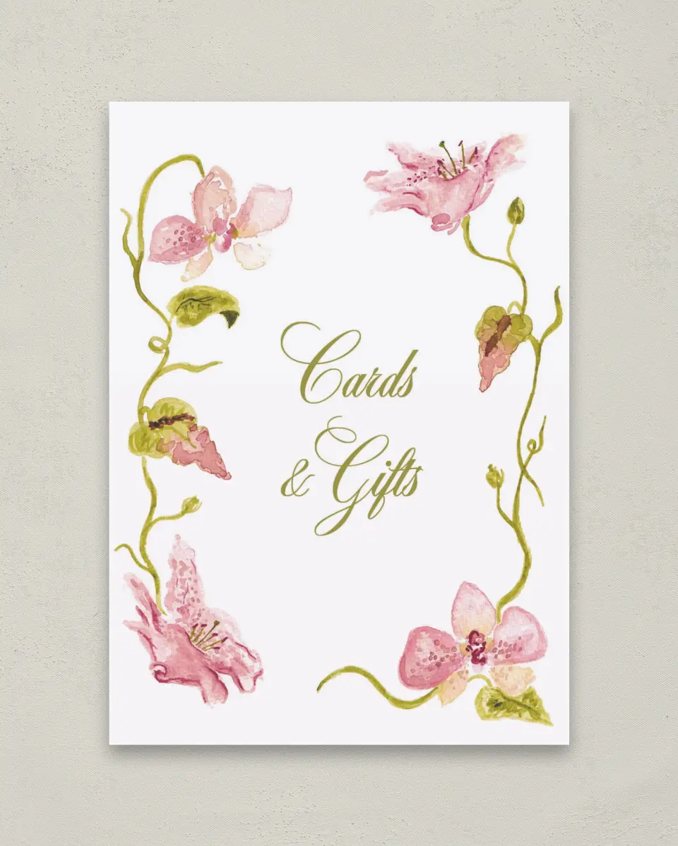 This is a 5" x 7" Cards & Gifts Sign called Paradise in Bloom printed in full color