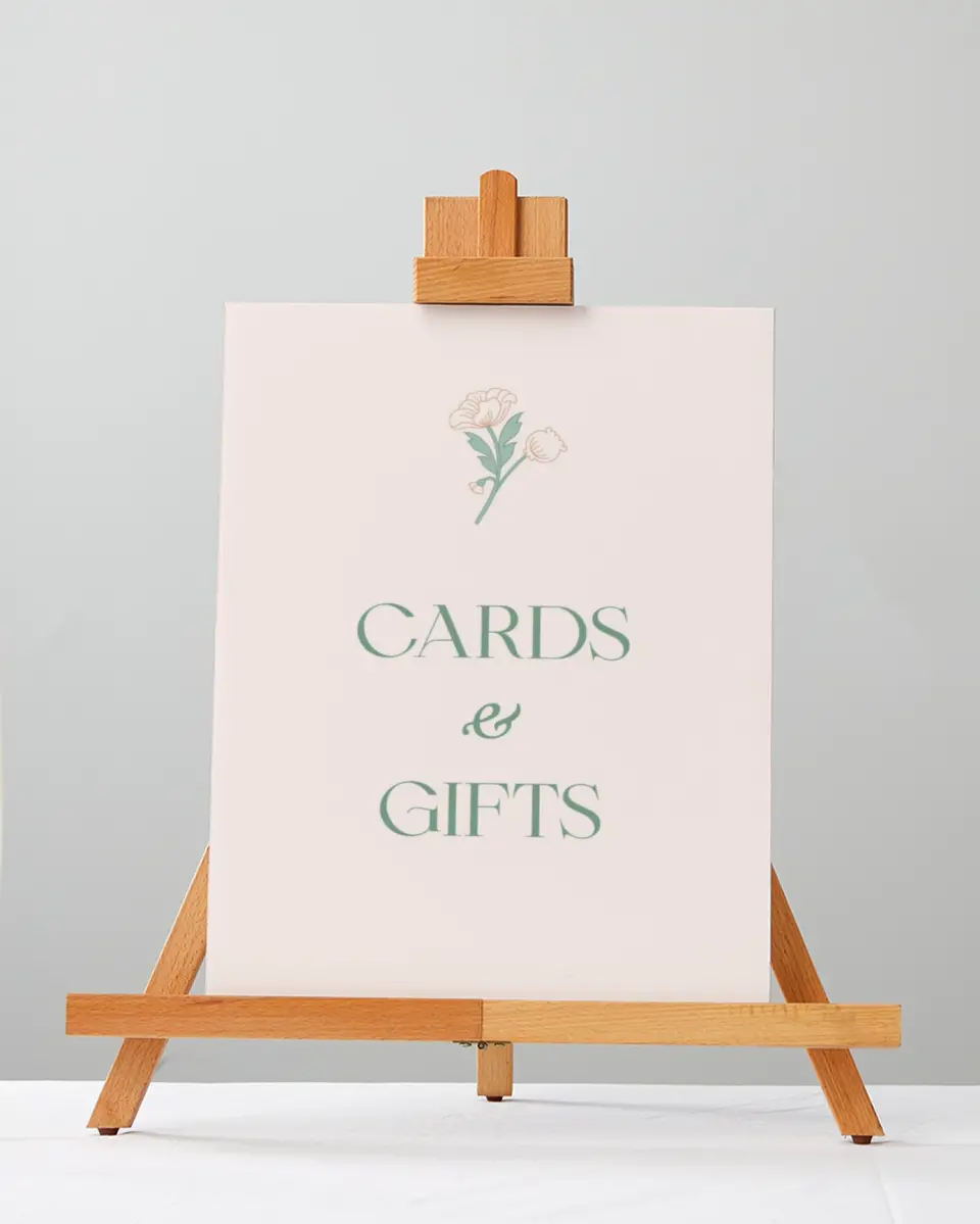 This is a 5" x 7" Cards & Gifts Sign called Vintage Dream printed in full color with Silver foil