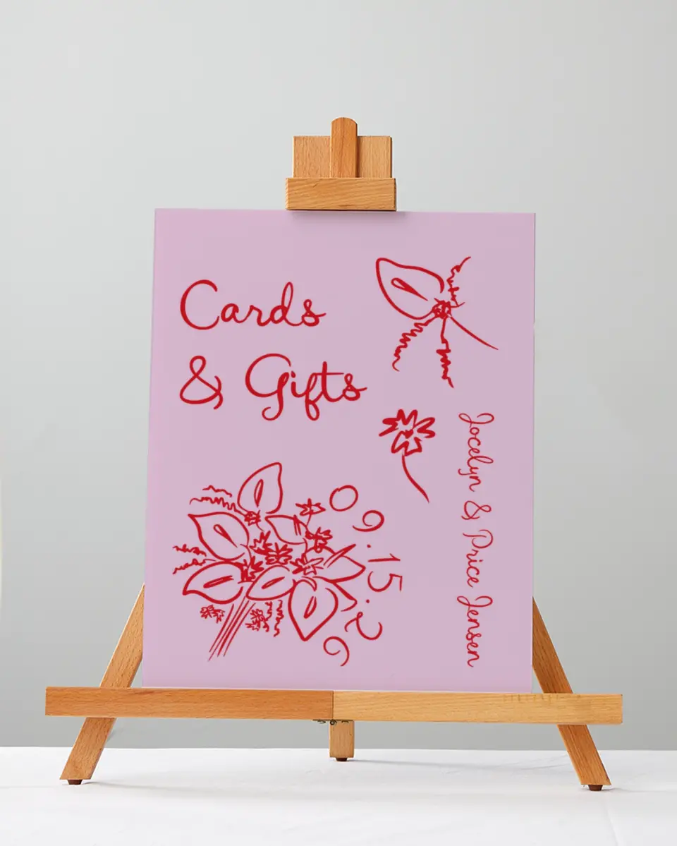 This is a 5" x 7" Cards & Gifts Sign called Flourishing Love printed in full color with Silver foil
