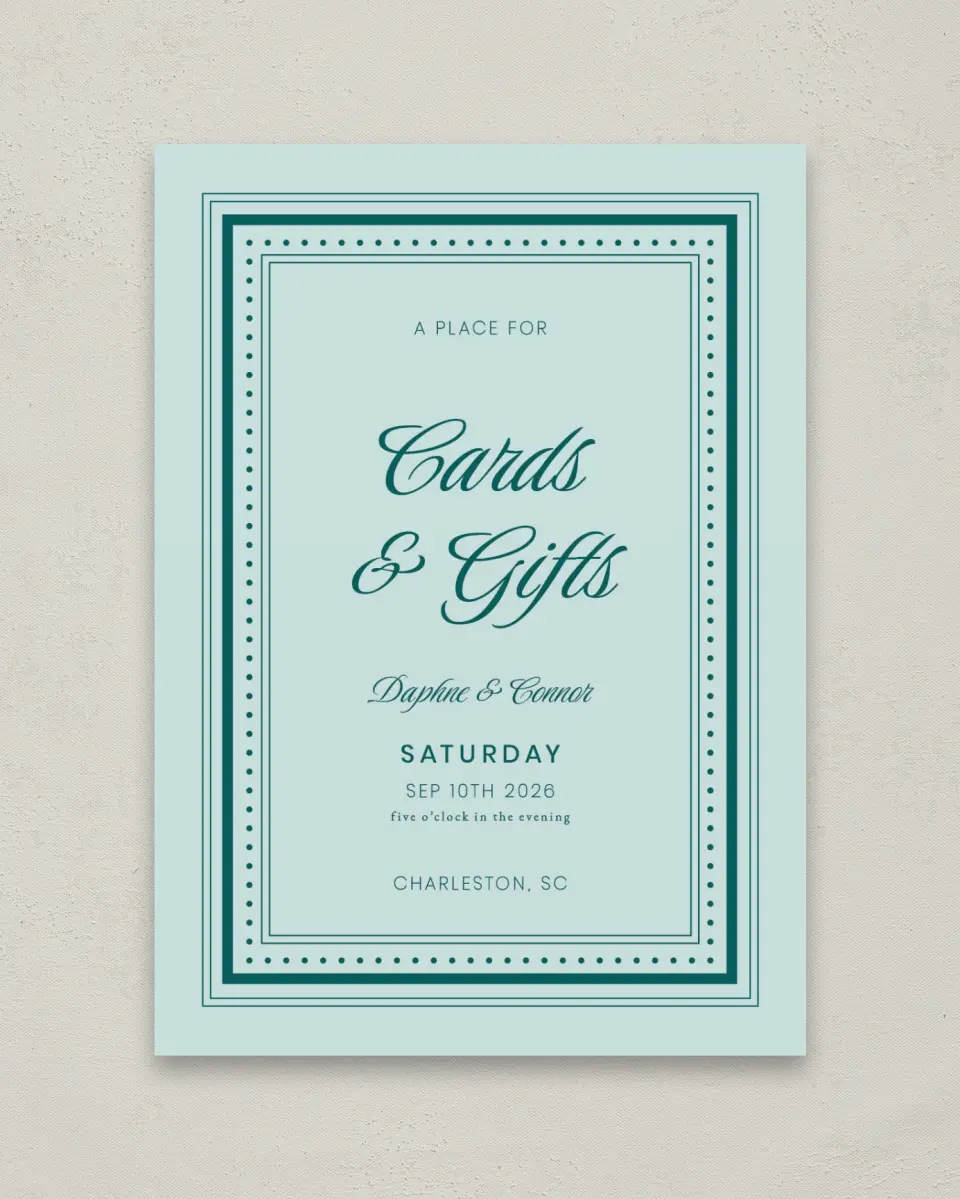 This is a 5" x 7" Cards & Gifts Sign called Faithful Frame printed in full color with Gold foil