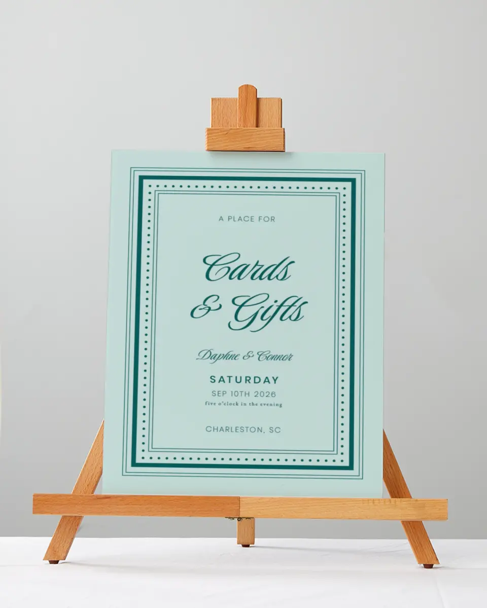 This is a 5" x 7" Cards & Gifts Sign called Faithful Frame printed in full color with Silver foil
