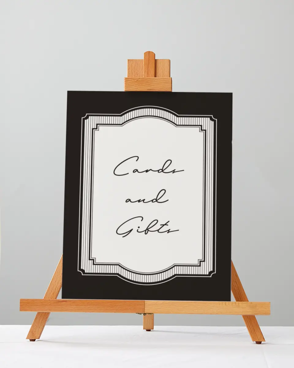 This is a 5" x 7" Cards & Gifts Sign called Opulent Endearment printed in full color with Silver foil