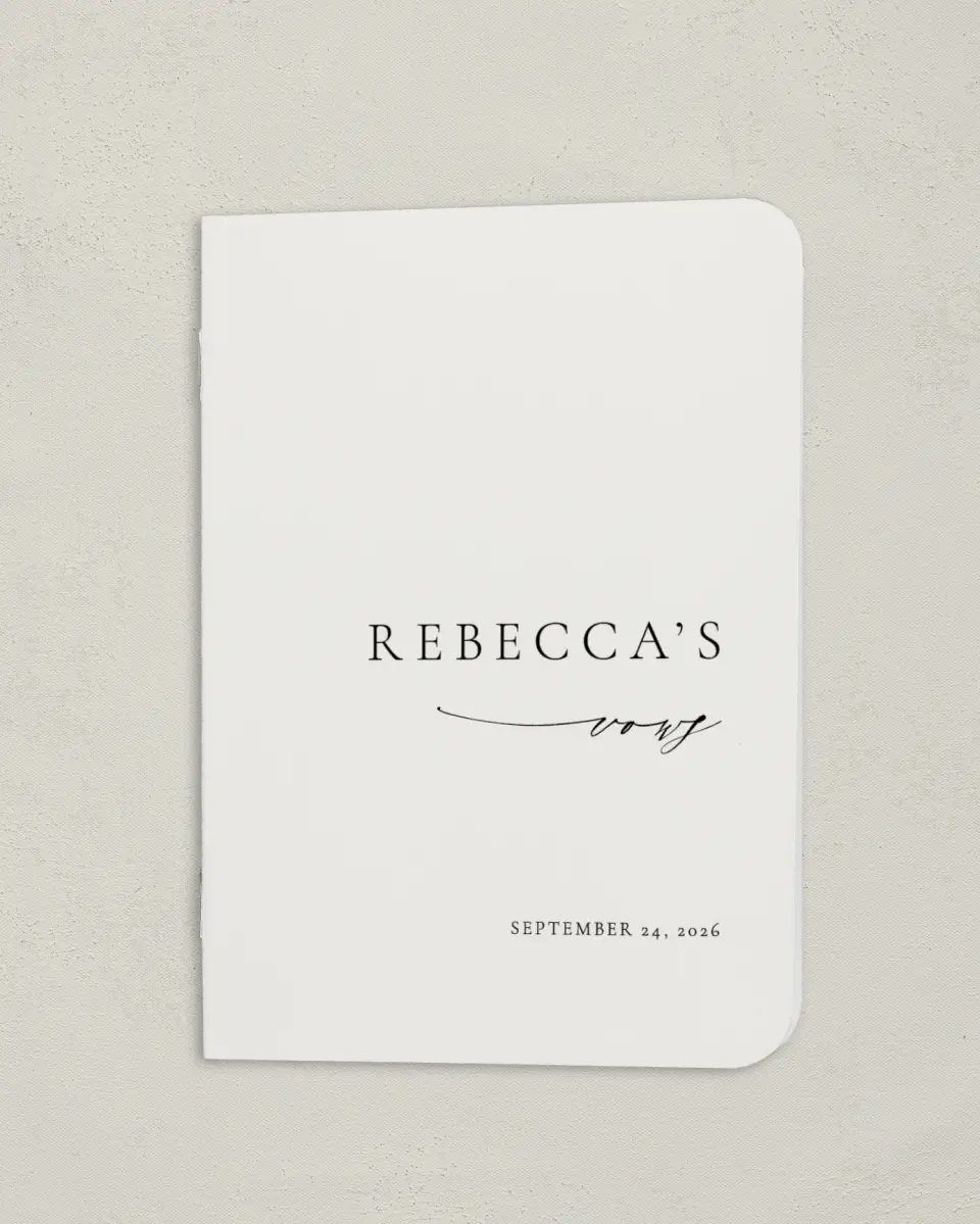 This is a 4" x 5½" Folded Bride Vow Book called Simply Elegant (Bride) printed in full color
