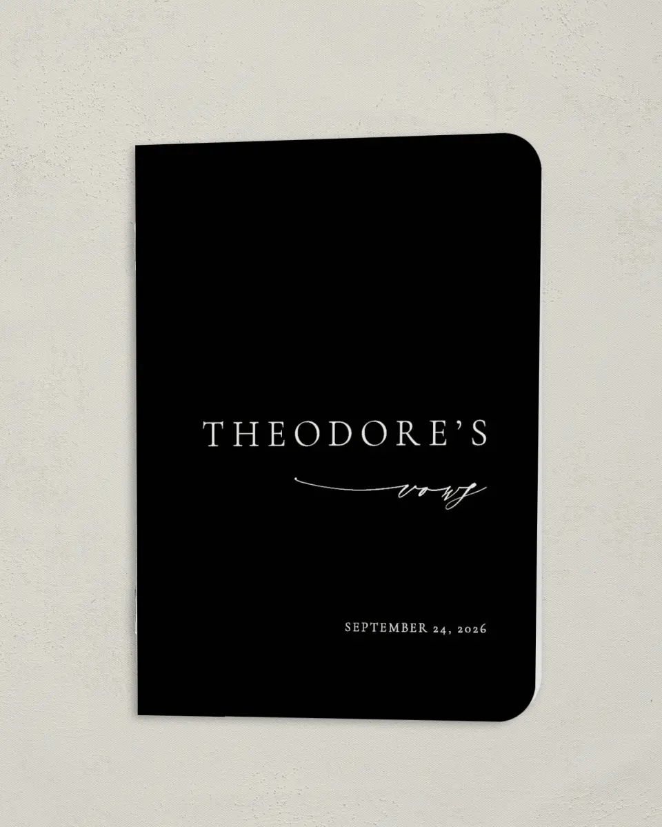 This is a 4" x 5½" Folded Groom Vow Book called Simply Elegant (Groom) printed in full color