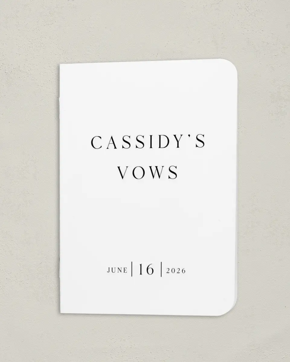 This is a 4" x 5½" Folded Bride Vow Book called Devoted Delight (Bride) printed in full color