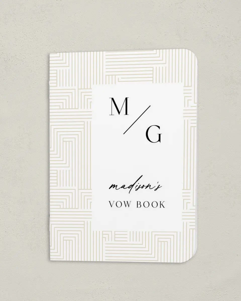 This is a 4" x 5½" Folded Bride Vow Book called Love Maze (Bride) printed in full color