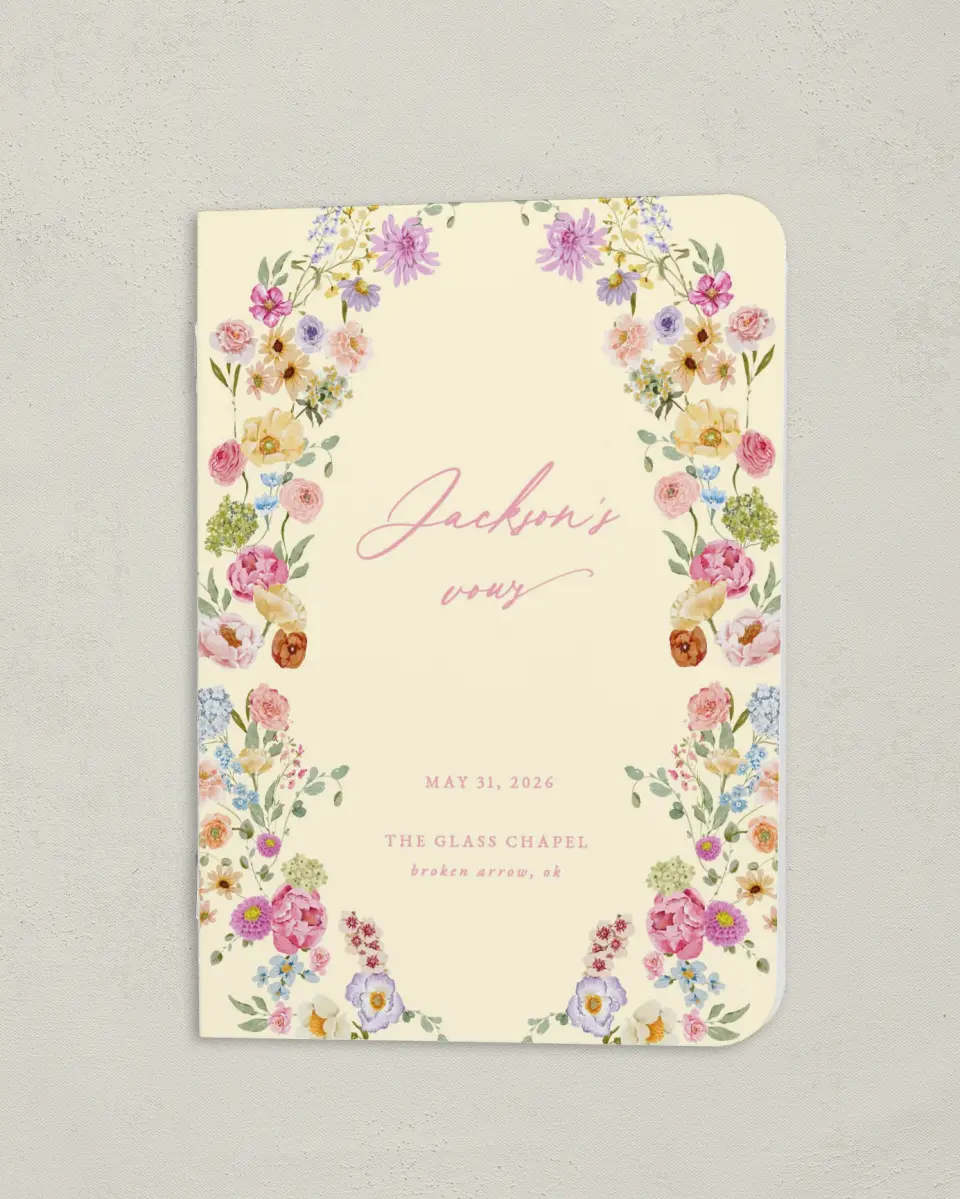 This is a 4" x 5½" Folded Groom Vow Book called The Florence (Groom) printed in full color