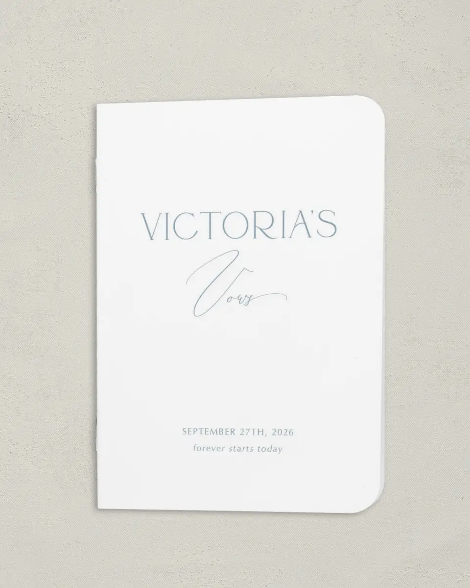 This is a 4" x 5½" Folded Bride Vow Book called The Victoria (Bride) printed in full color