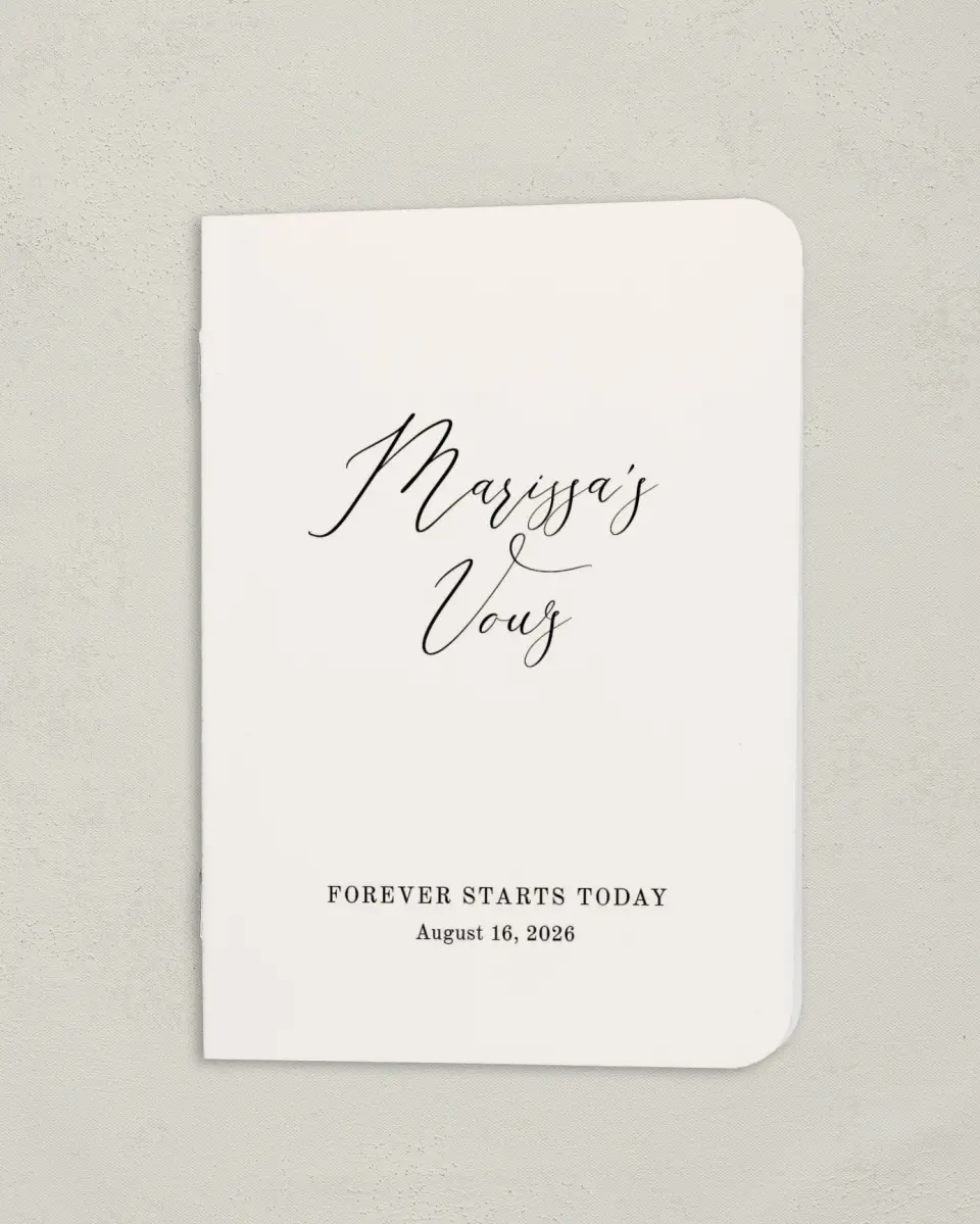 This is a 4" x 5½" Folded Bride Vow Book called Loving Union (Bride) printed in full color