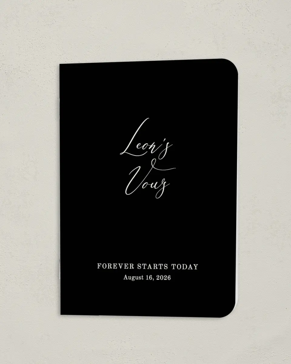 This is a 4" x 5½" Folded Groom Vow Book called Loving Union (Groom) printed in full color
