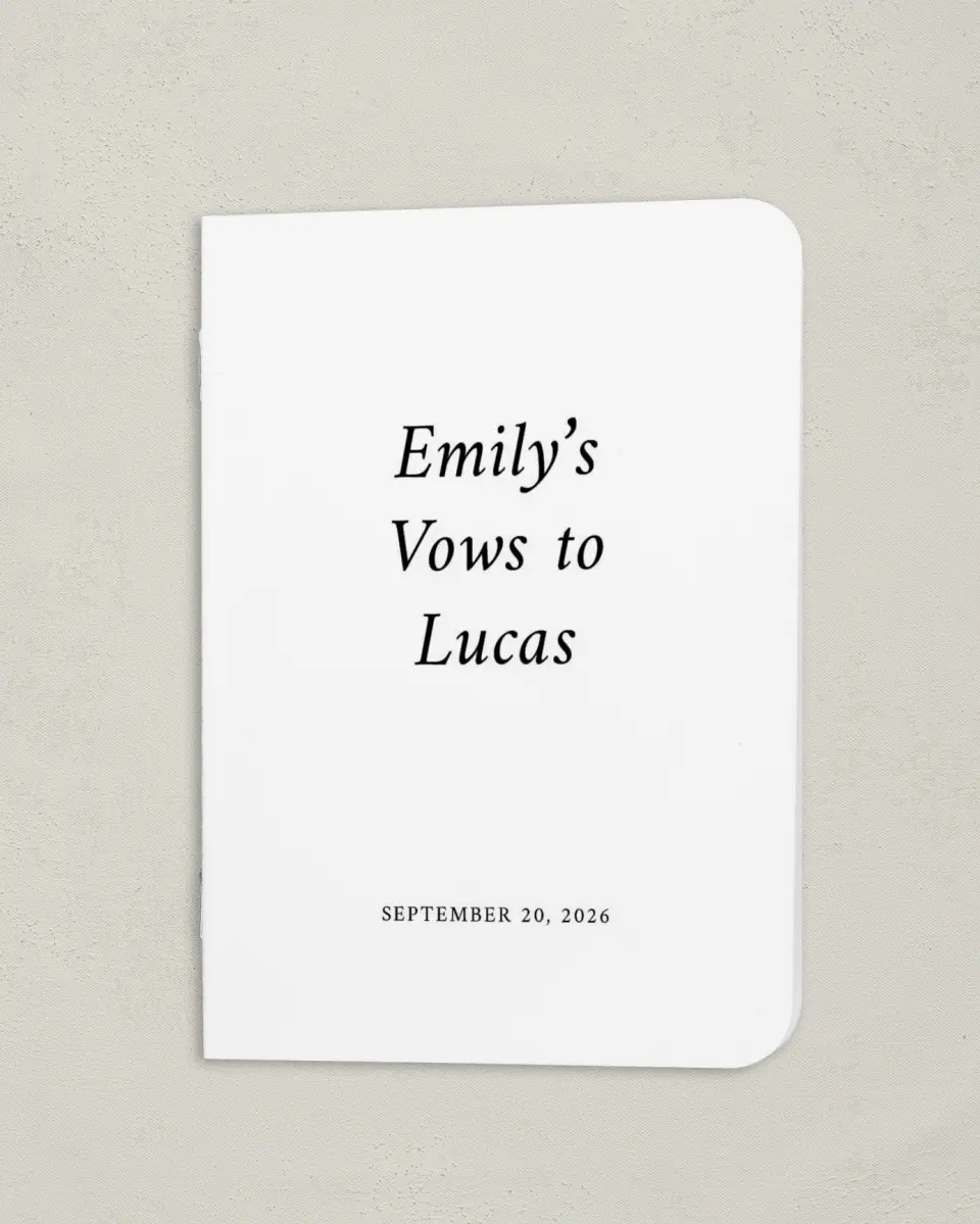 This is a 4" x 5½" Folded Bride Vow Book called Bound Together (Bride) printed in full color