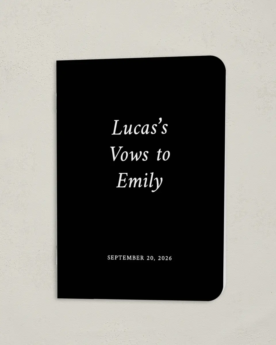 This is a 4" x 5½" Folded Groom Vow Book called Bound Together (Groom) printed in full color