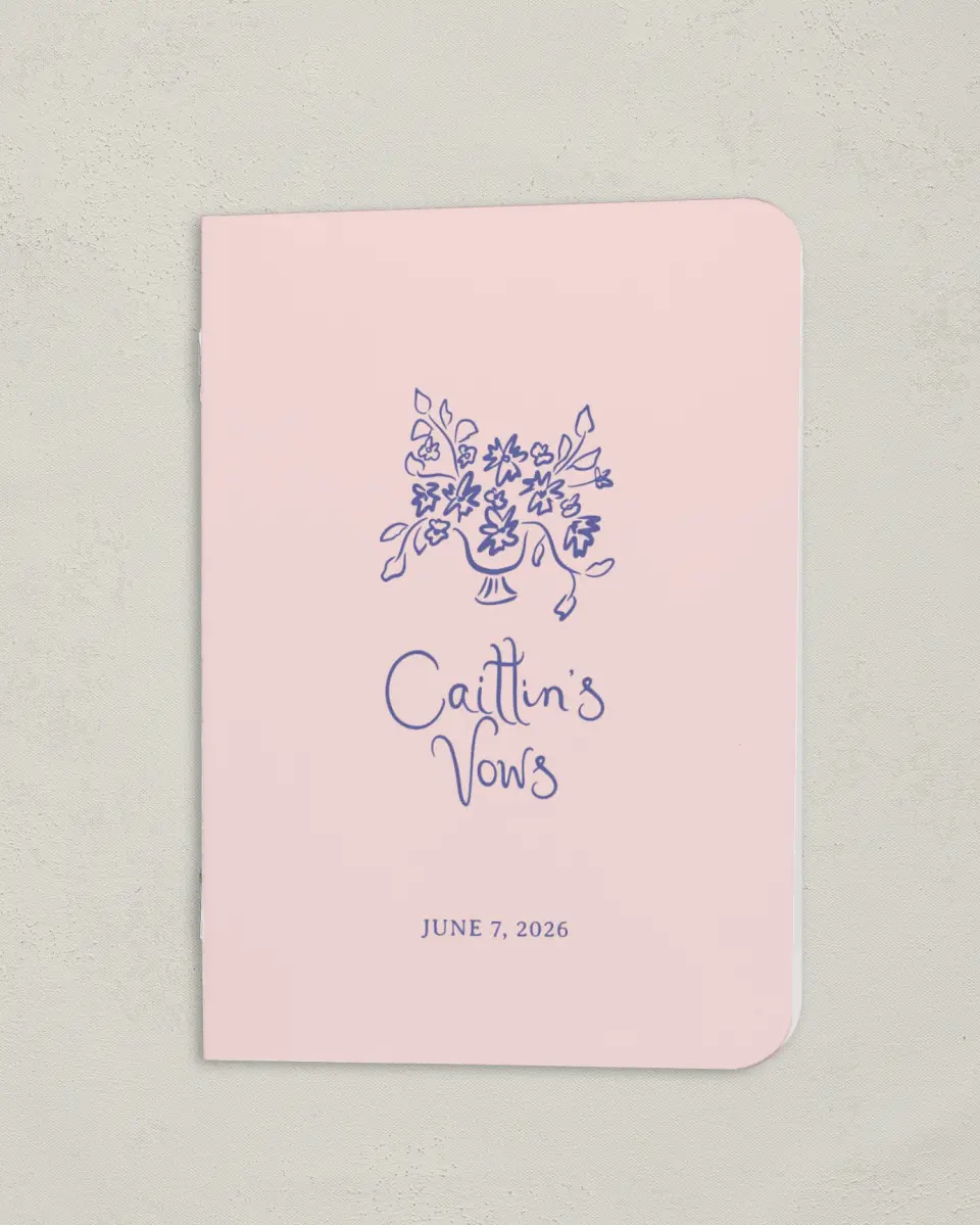 This is a 4" x 5½" Folded Bride Vow Book called Hand-Drawn Harmony (Bride) printed in full color