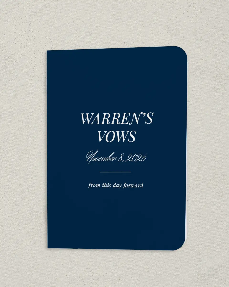 This is a 4" x 5½" Folded Groom Vow Book called Together Always (Groom) printed in full color