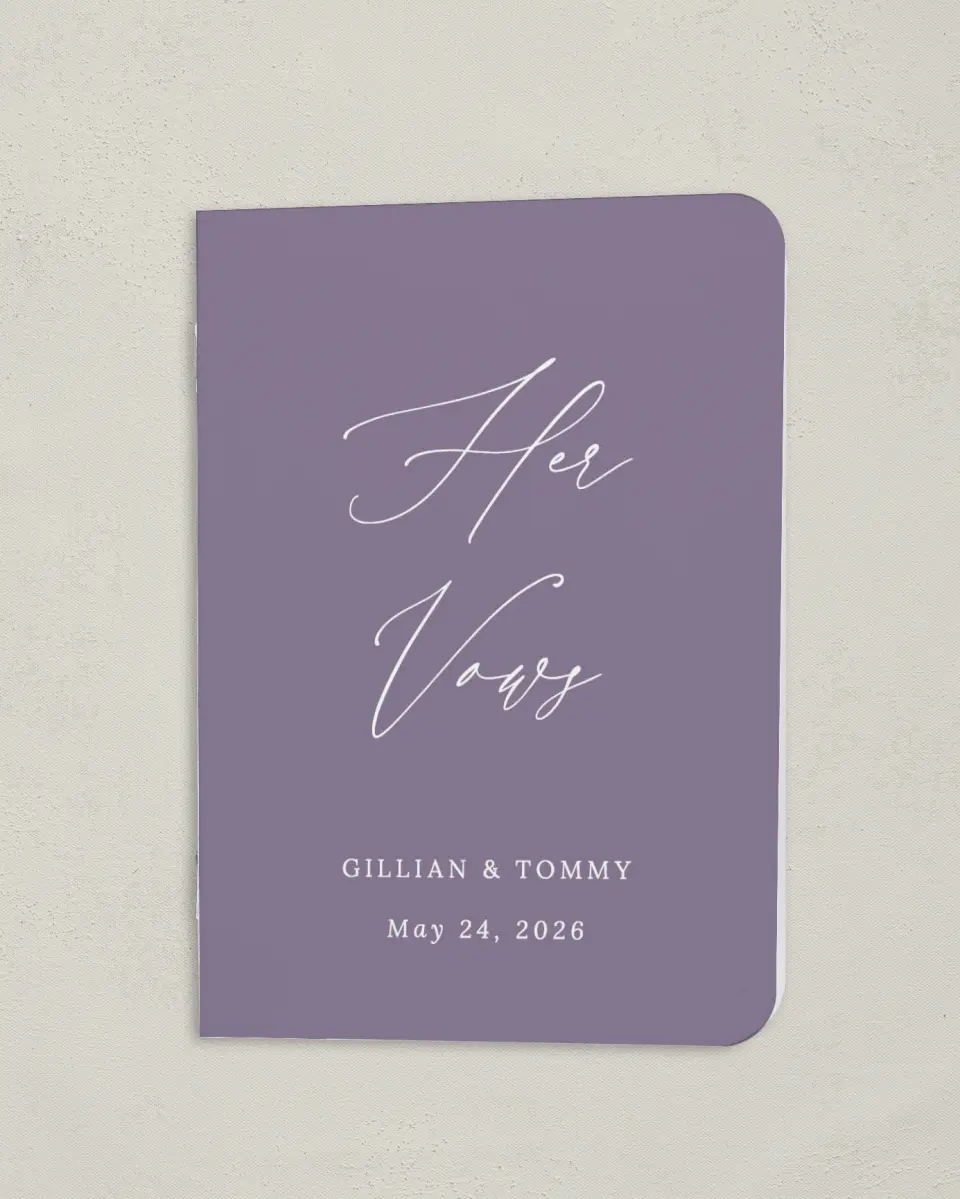 This is a 4" x 5½" Folded Bride Vow Book called Bound in Love (Bride) printed in full color