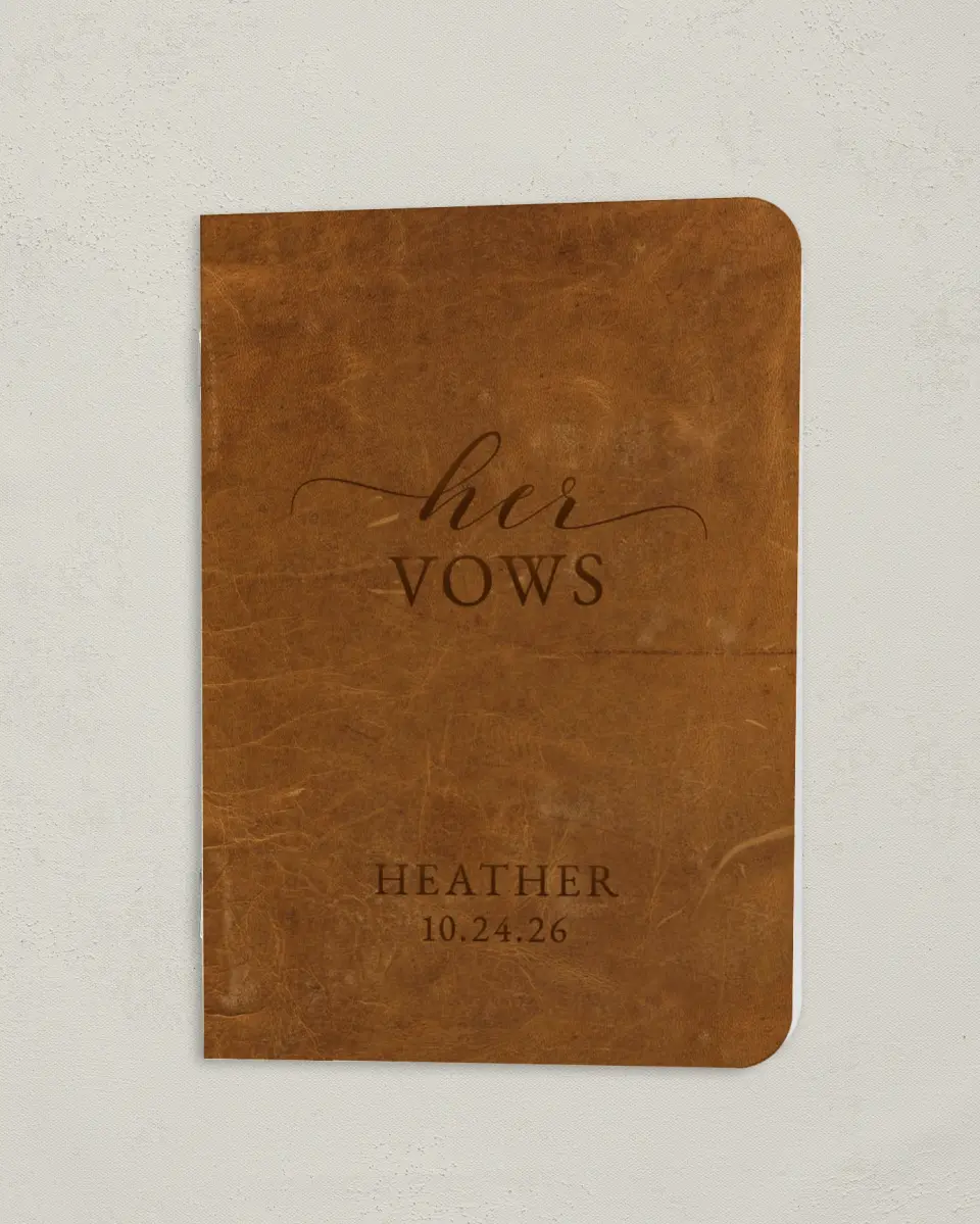 This is a 4" x 5½" Folded Bride Vow Book called Faux Bound (Bride) printed in full color