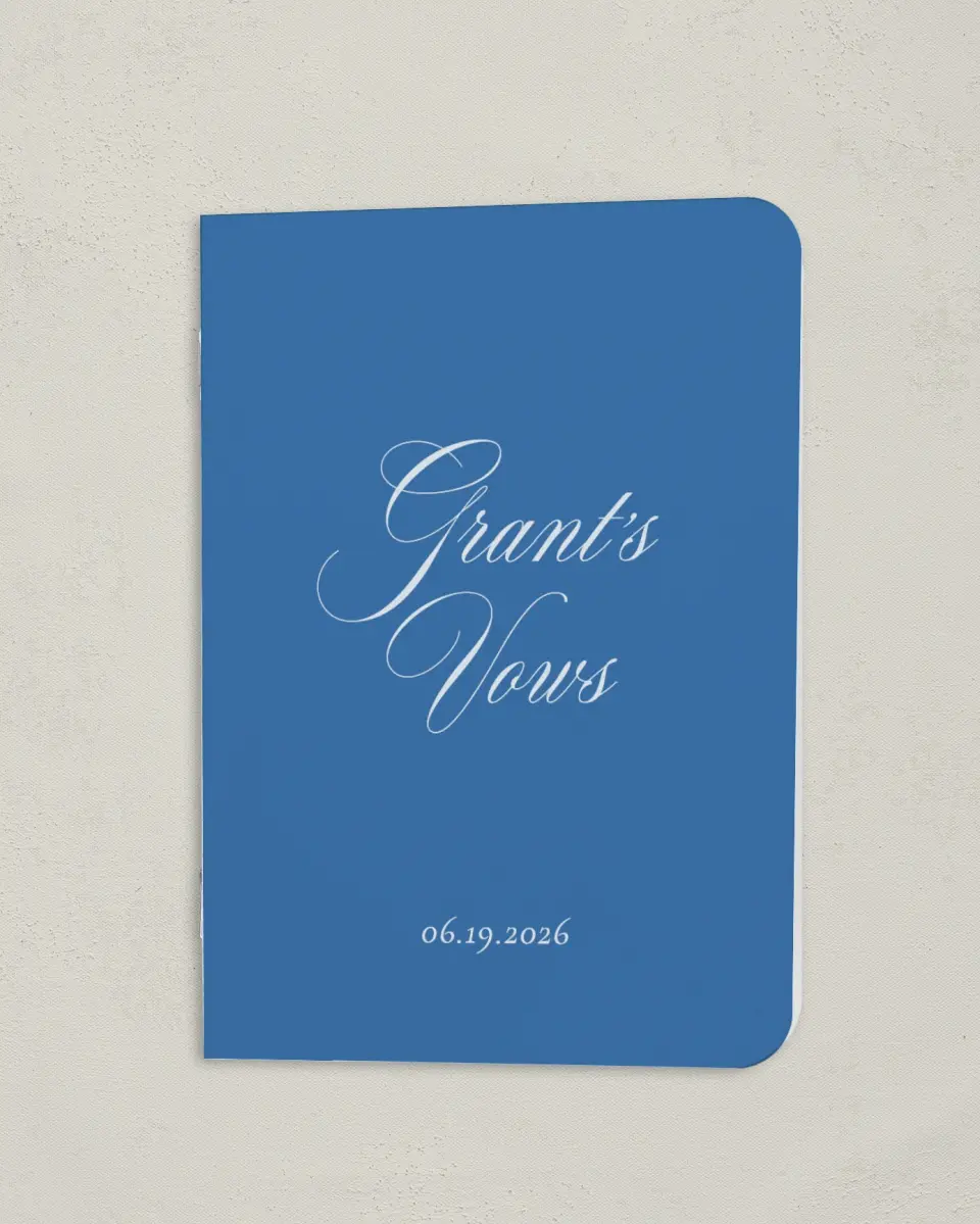 This is a 4" x 5½" Folded Bride Vow Book called Bradley (Groom) printed in full color