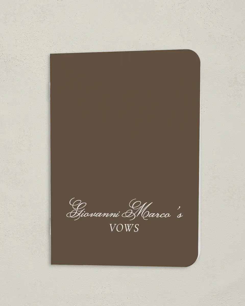 This is a 4" x 5½" Folded Bride Vow Book called Holloway (Groom) printed in full color