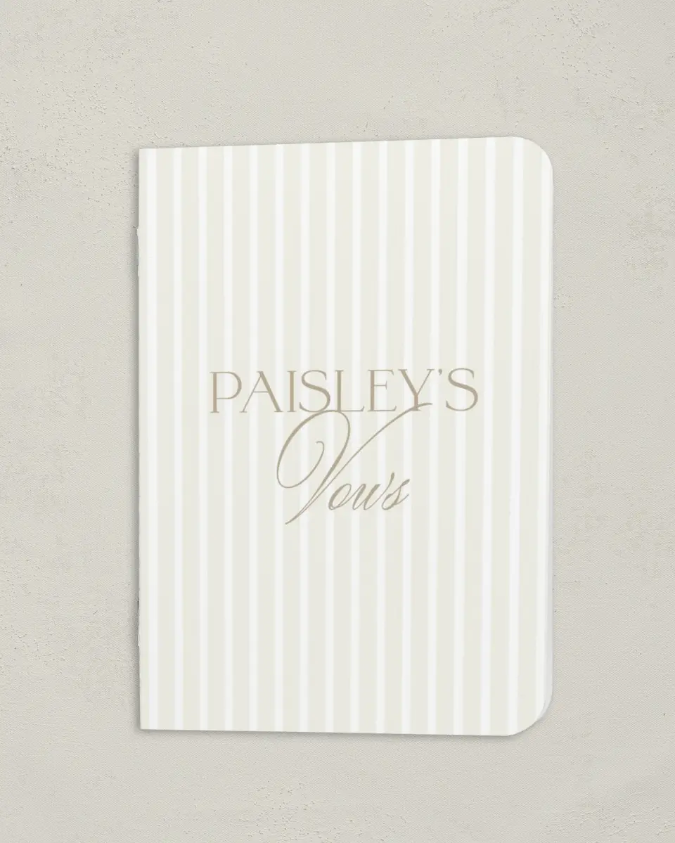 This is a 4" x 5½" Folded Bride Vow Book called Kensington (Bride) printed in full color