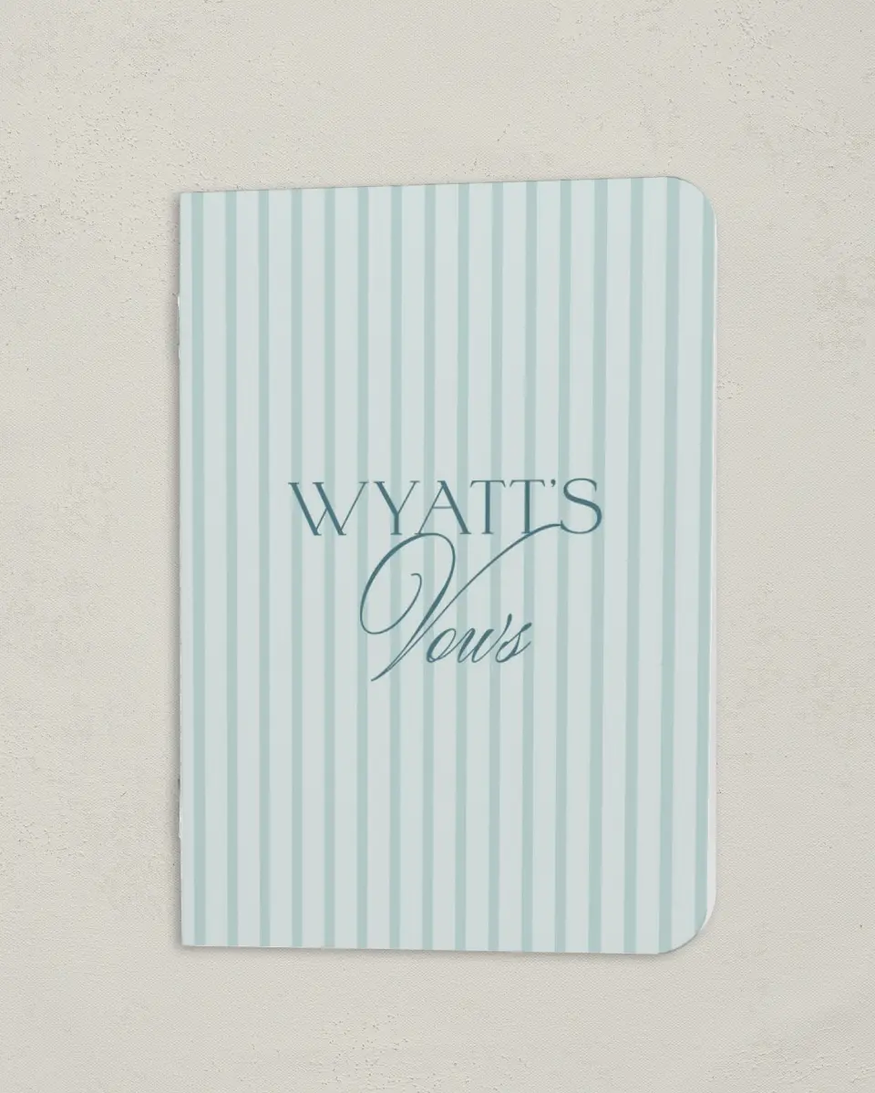 This is a 4" x 5½" Folded Bride Vow Book called Kensington (Groom) printed in full color