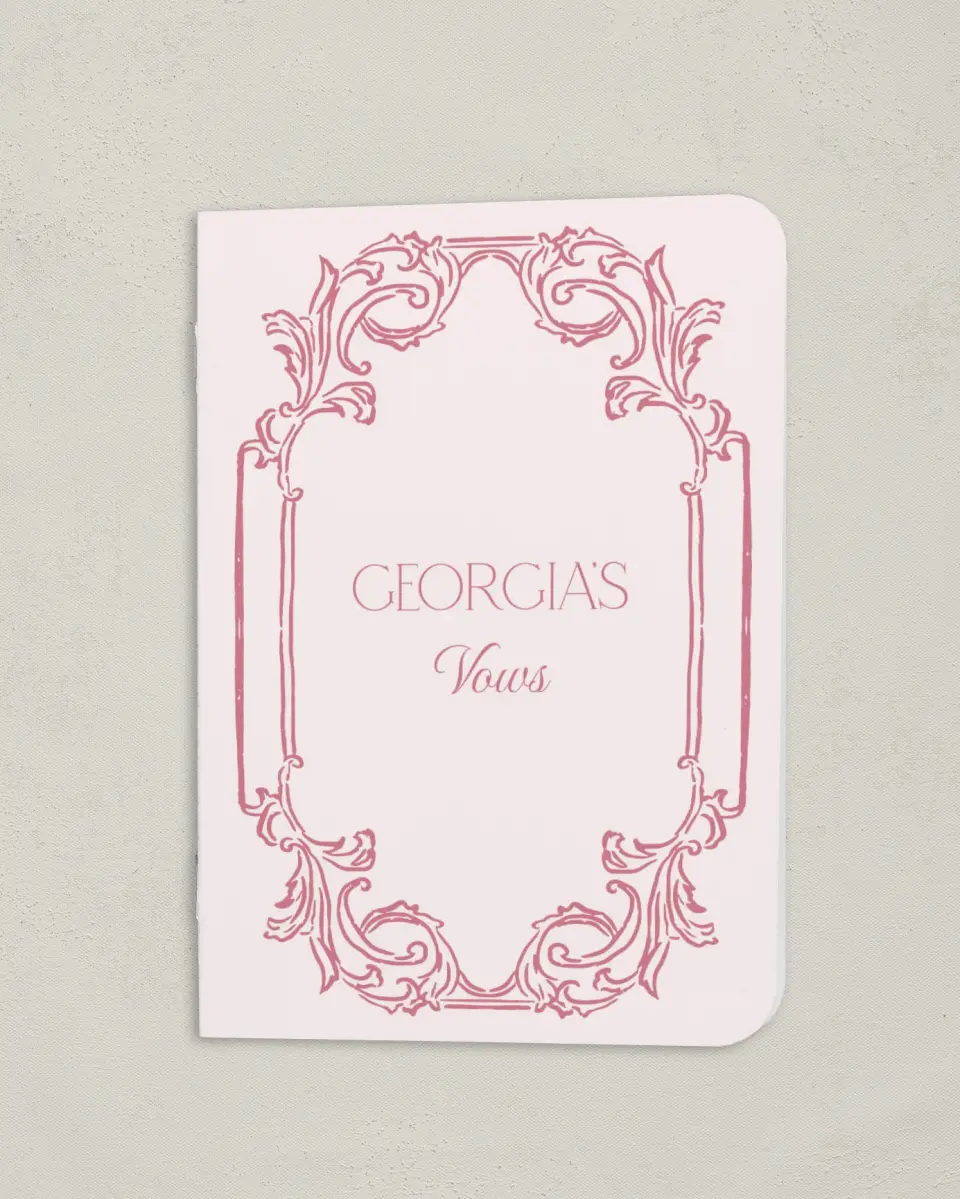 This is a 4" x 5½" Folded Bride Vow Book called Nantucket (Bride) printed in full color
