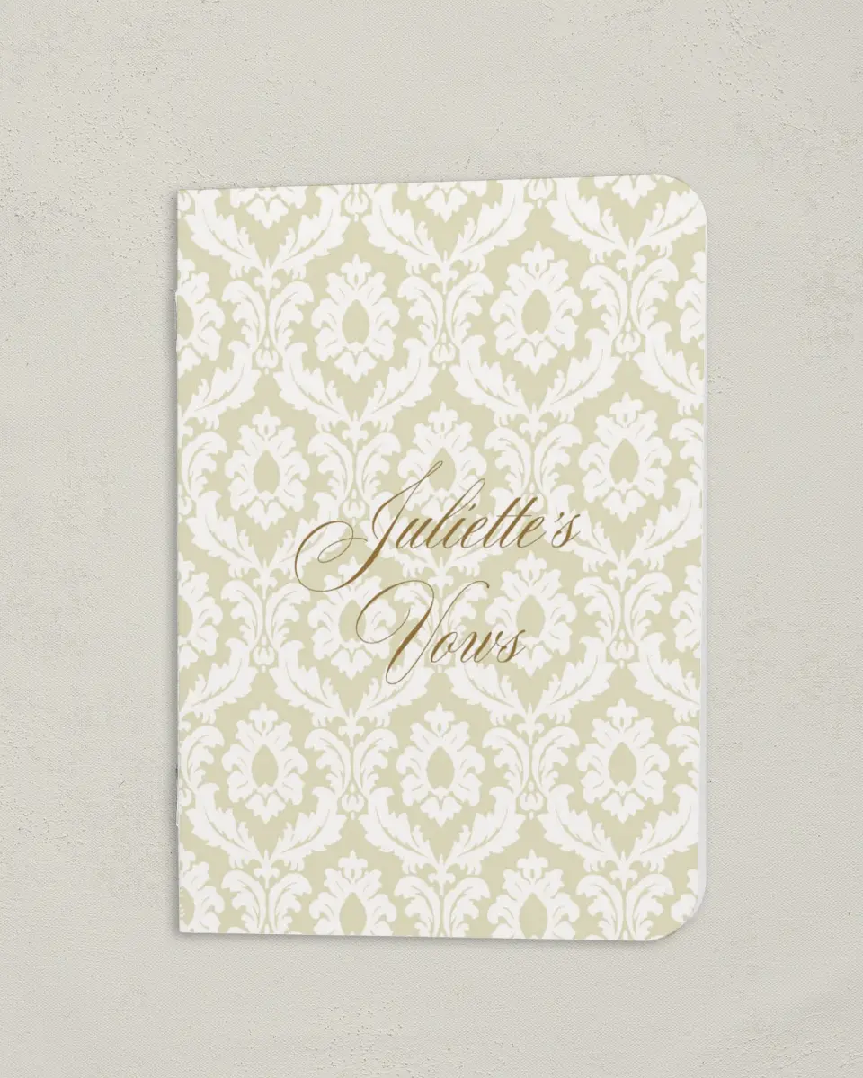 This is a 4" x 5½" Folded Bride Vow Book called Wayzata (Bride) printed in full color
