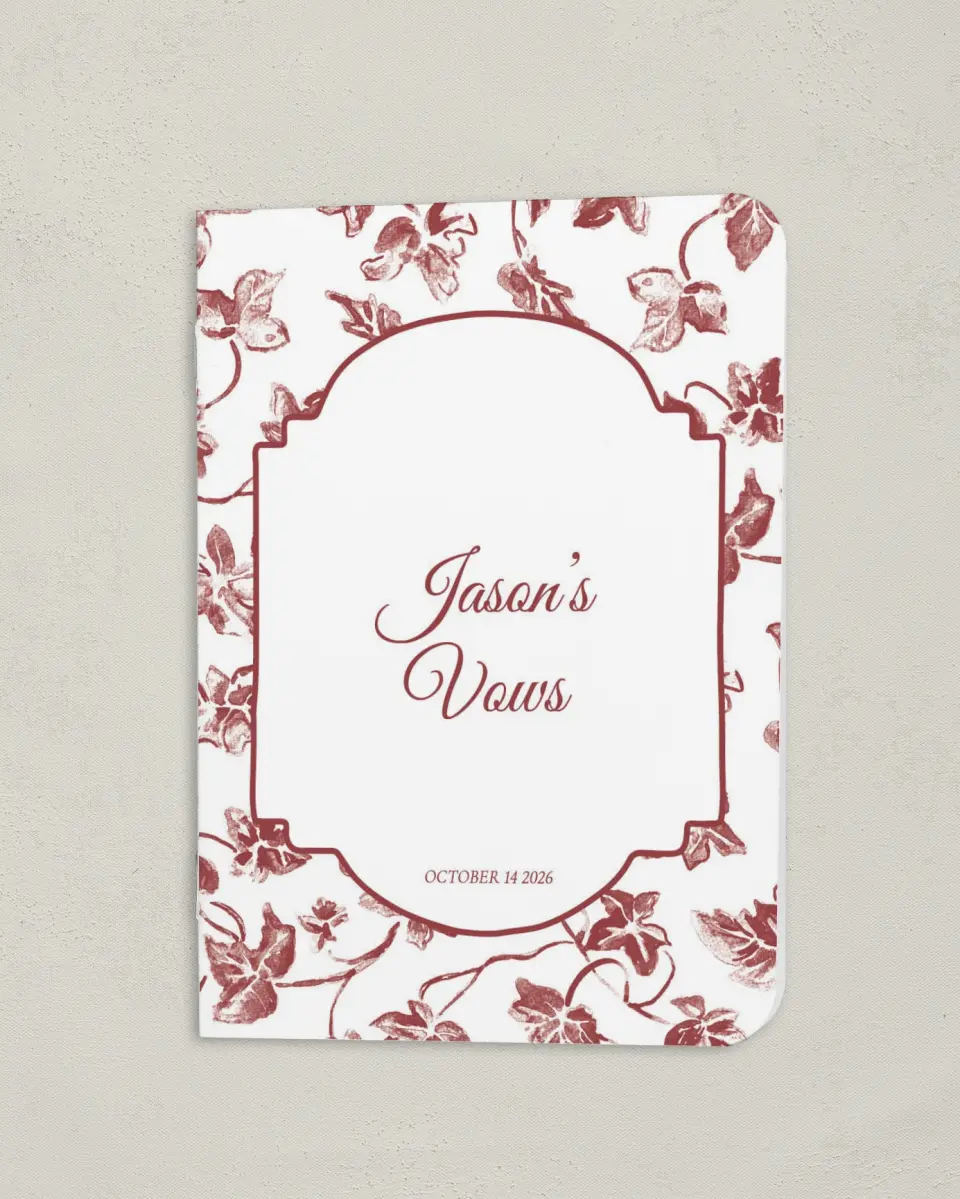 This is a 4" x 5½" Folded Bride Vow Book called Elegant Autumn (Groom) printed in full color