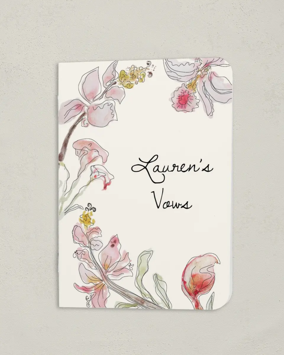This is a 4" x 5½" Folded Bride Vow Book called Forever Bud (Bride) printed in full color