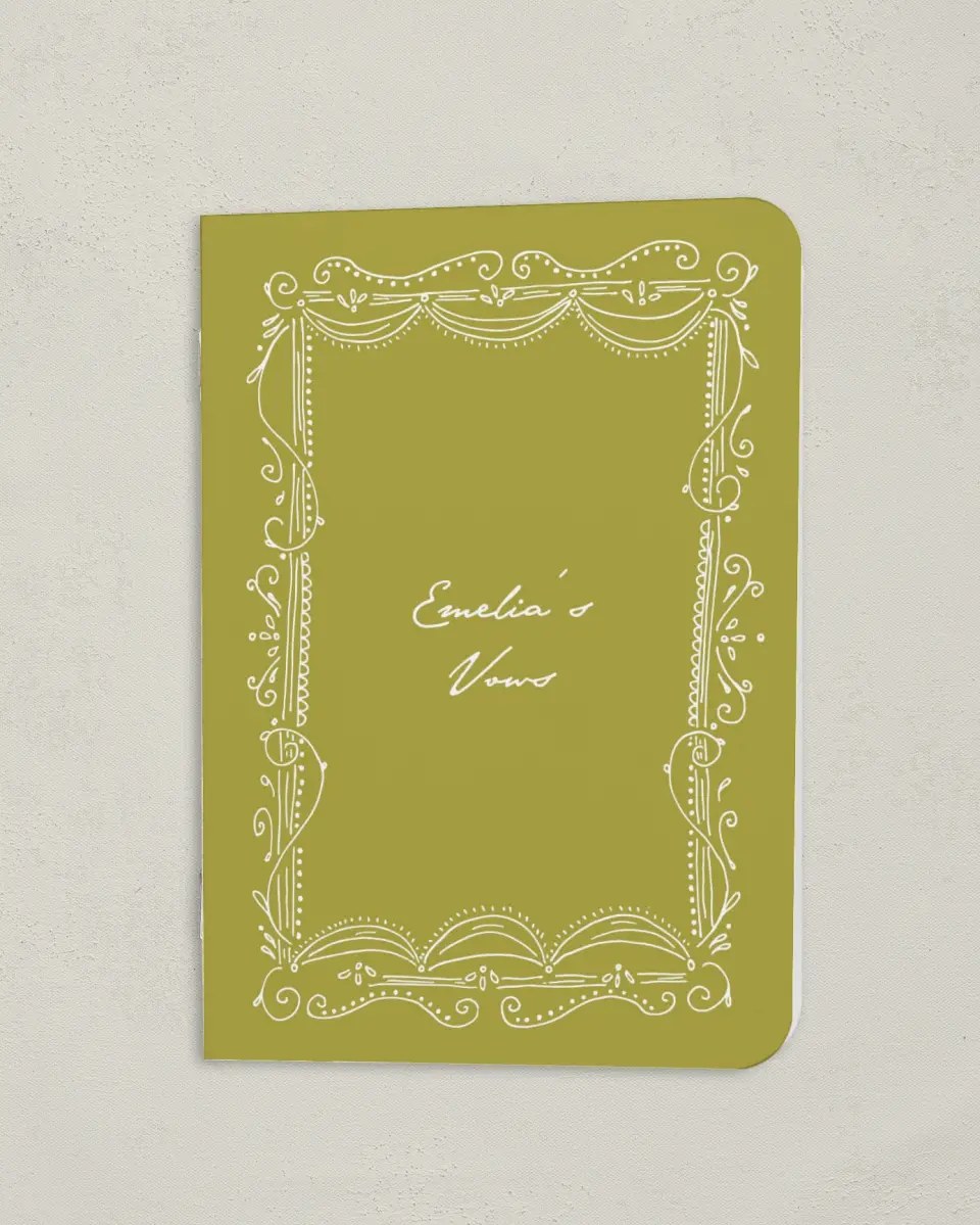 This is a 4" x 5½" Folded Bride Vow Book called With Love (Bride) printed in full color