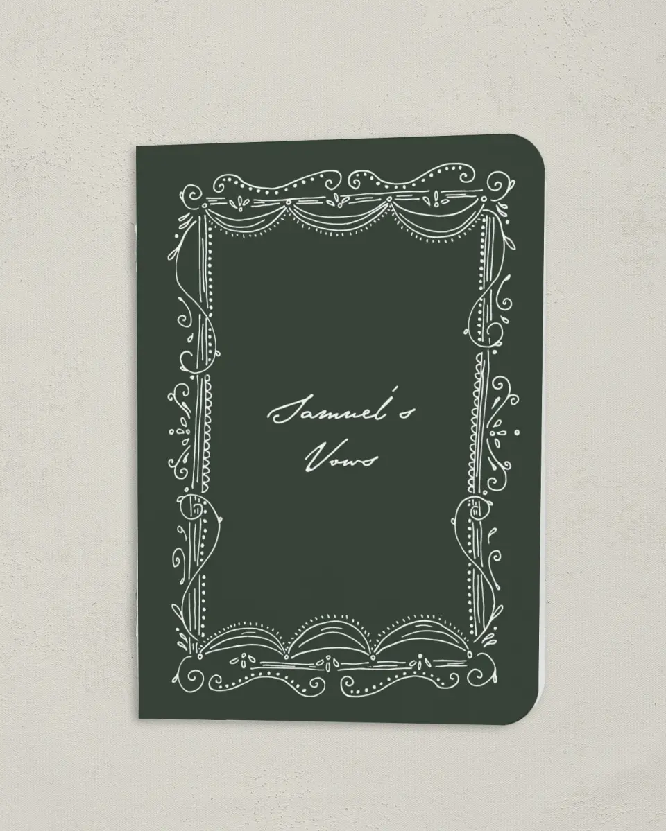 This is a 4" x 5½" Folded Bride Vow Book called With Love (Groom) printed in full color