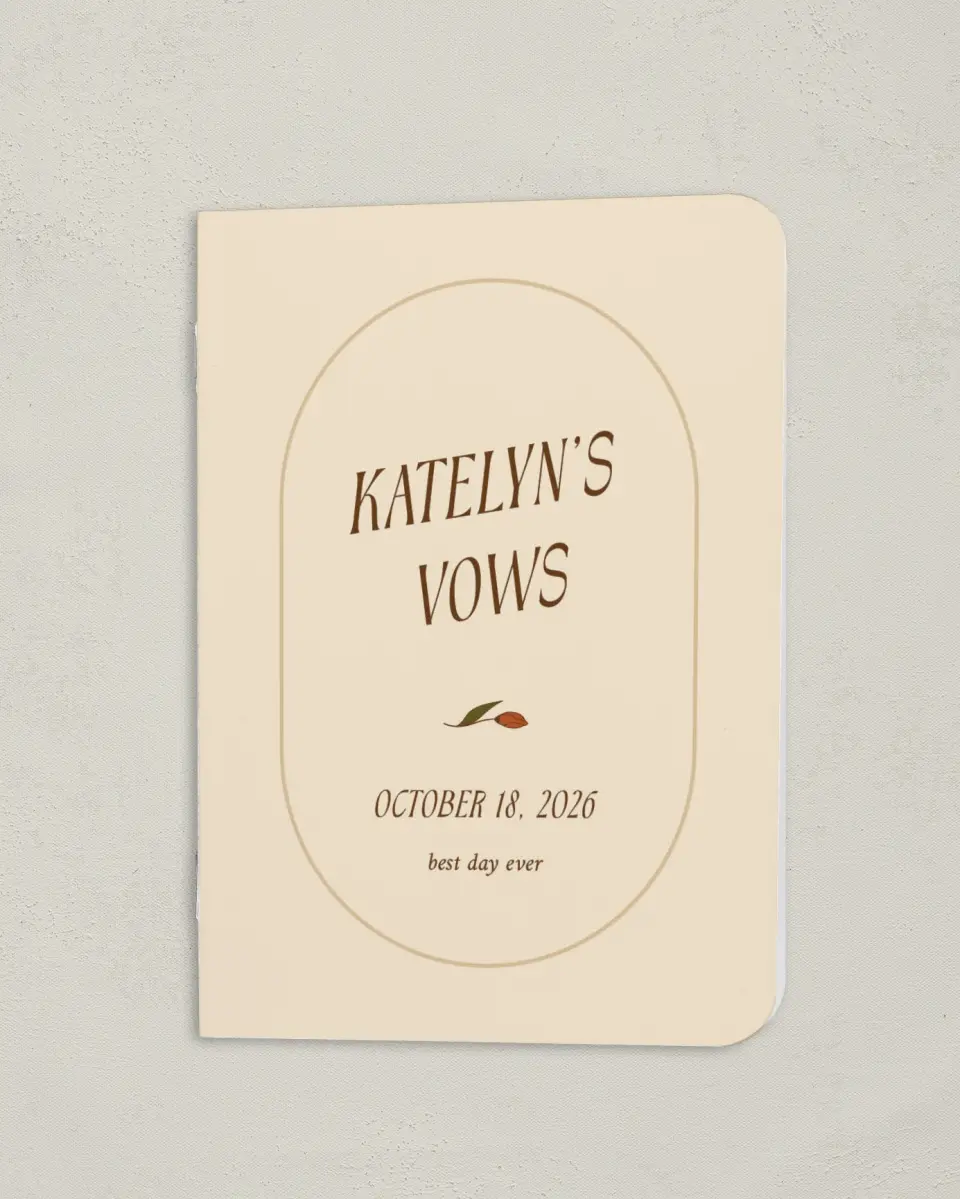 This is a 4" x 5½" Folded Bride Vow Book called Wild + Bright (Bride) printed in full color