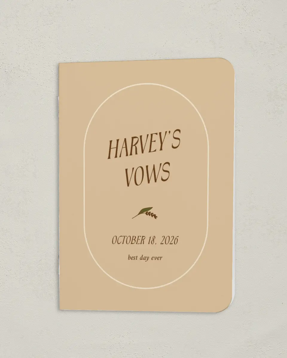 This is a 4" x 5½" Folded Bride Vow Book called Wild + Bright (Groom) printed in full color