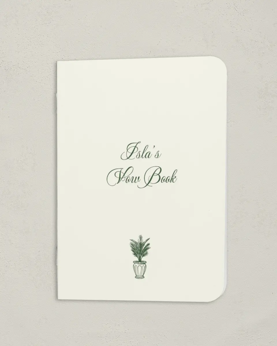 This is a 4" x 5½" Folded Bride Vow Book called Warwick (Bride) printed in full color