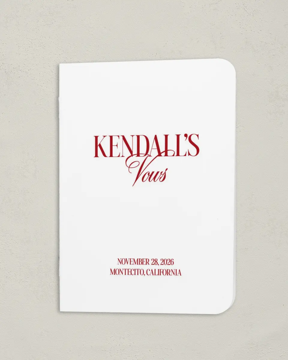 This is a 4" x 5½" Folded Bride Vow Book called Montecito (Bride) printed in full color