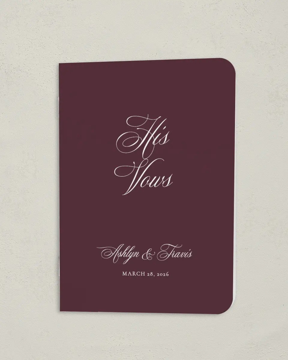 This is a 4" x 5½" Folded Bride Vow Book called Georgetown (Groom) printed in full color
