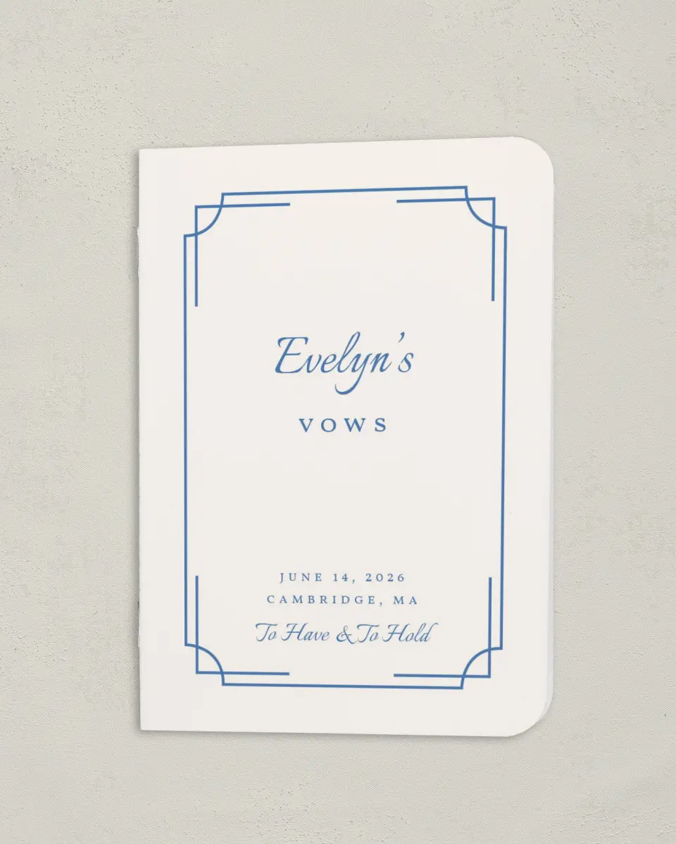 This is a 4" x 5½" Folded Bride Vow Book called Cambridge (Bride) printed in full color