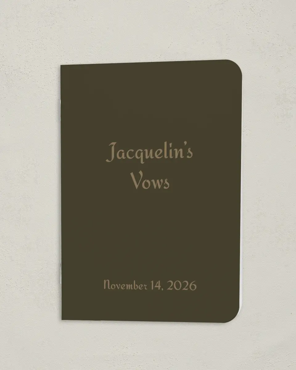 This is a 4" x 5½" Folded Bride Vow Book called Lafayette (Bride) printed in full color