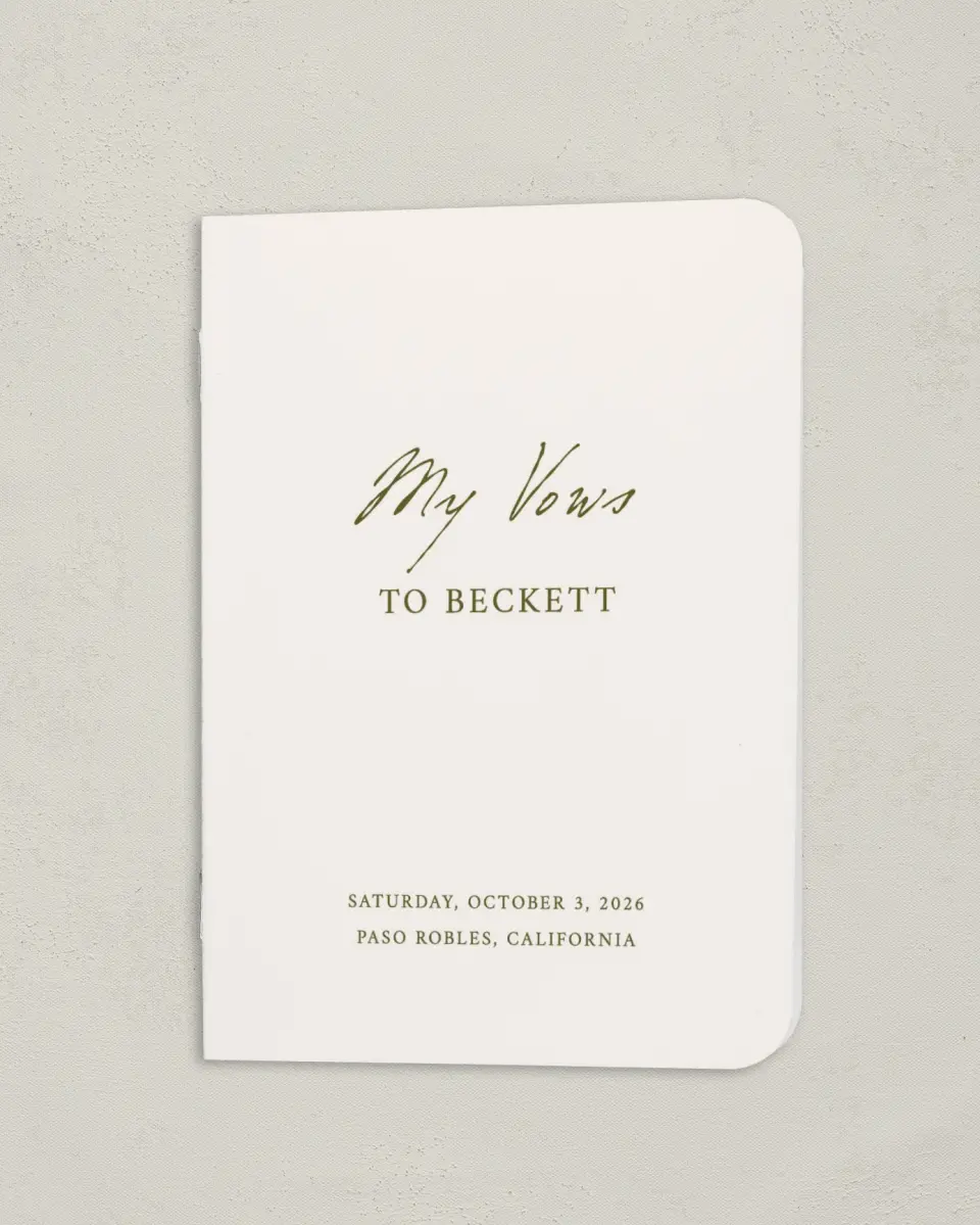 This is a 4" x 5½" Folded Bride Vow Book called Ivyhill (Bride) printed in full color