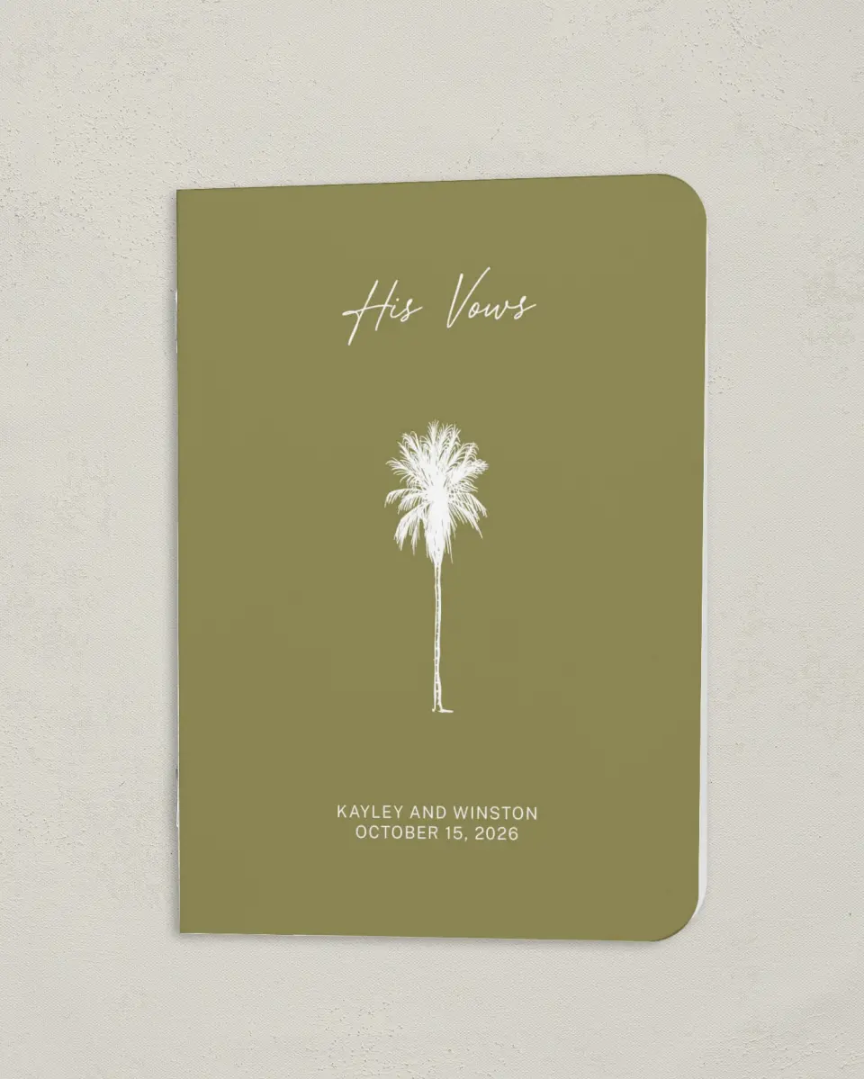 This is a 4" x 5½" Folded Bride Vow Book called The Wilclift (Groom) printed in full color