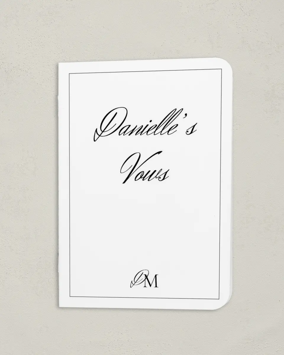 This is a 4" x 5½" Folded Bride Vow Book called Commonwealth Club (Bride) printed in full color
