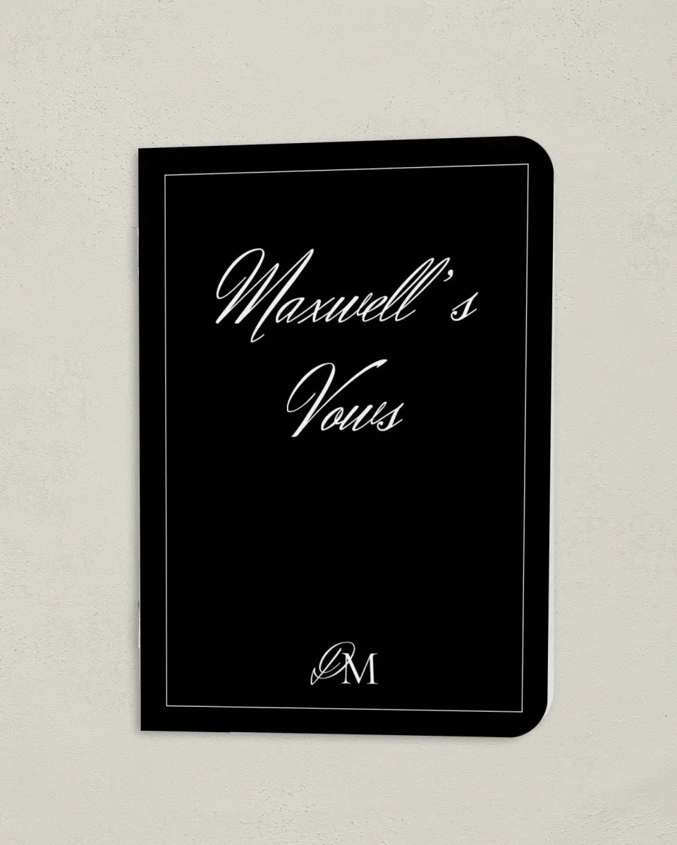 This is a 4" x 5½" Folded Bride Vow Book called Commonwealth Club (Groom) printed in full color