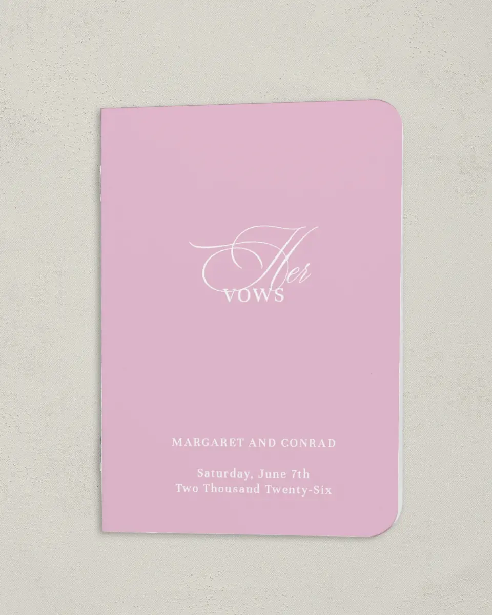 This is a 4" x 5½" Folded Bride Vow Book called Evening in Bloom (Bride) printed in full color